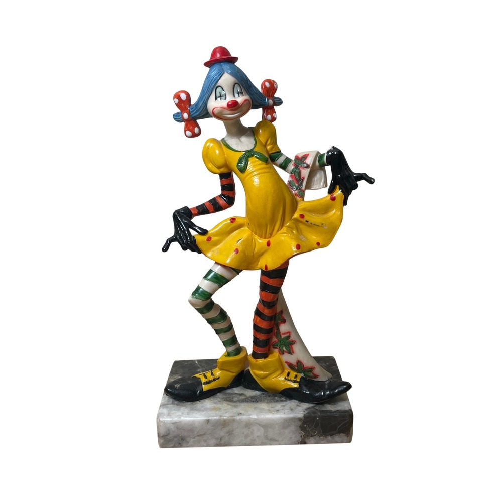 Vintage‎ Fontanini Depose Italy 944 Clown Figurine Genuine Carrara Marble Base